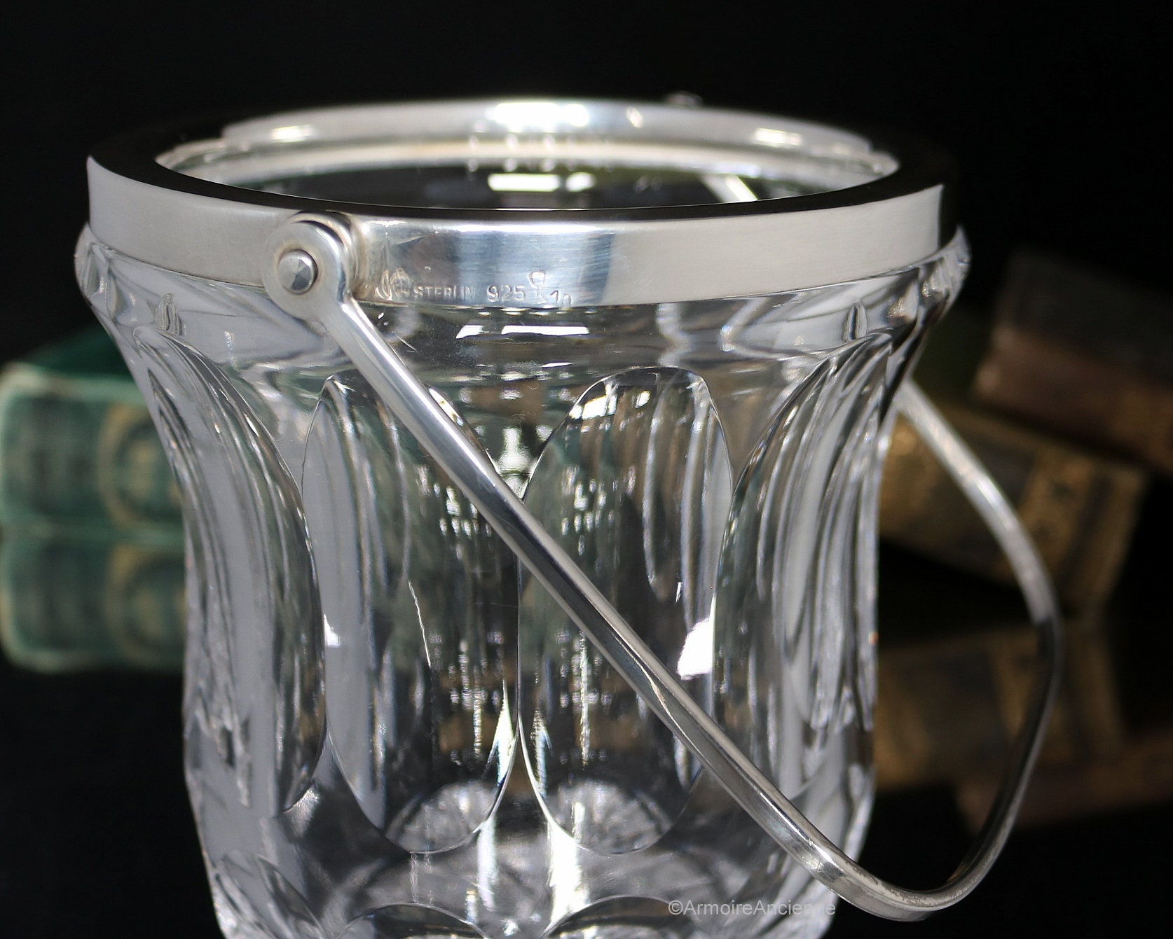 925 スターリングシルバーの台座付きクリスタルアイスバケツ - OTTO