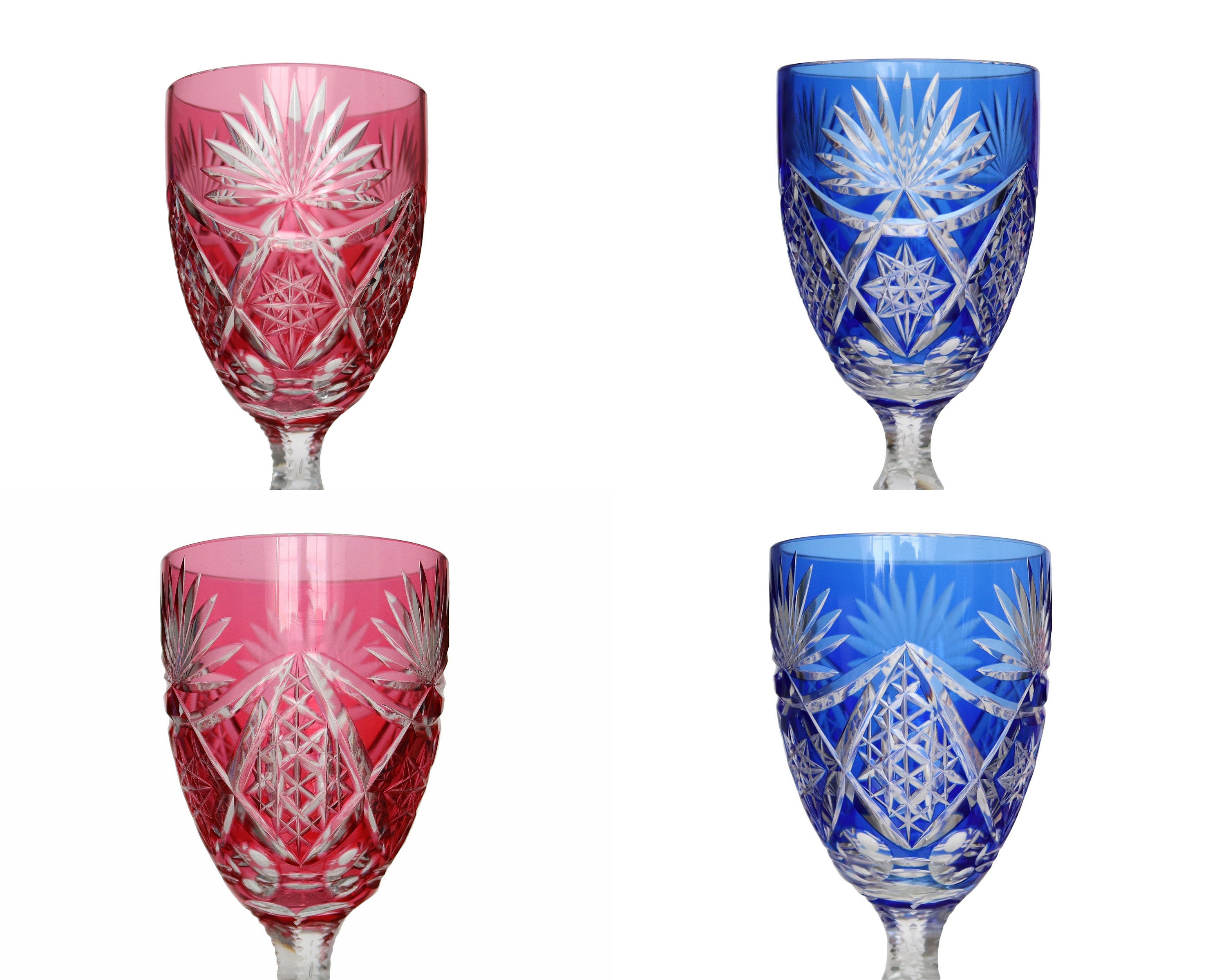 ヴァル・サン・ランベール 最高級 コバルトブルー被せ アシッドエッチング 蓋物 ヴァル・サン・ランベール - カラークリスタルワインホーク、1920年代