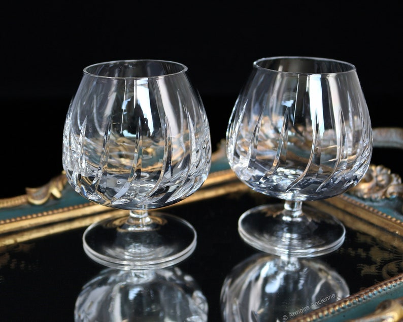 2x Small Crystal COGNAC Glasses Brandy Rum Snifters Etsy