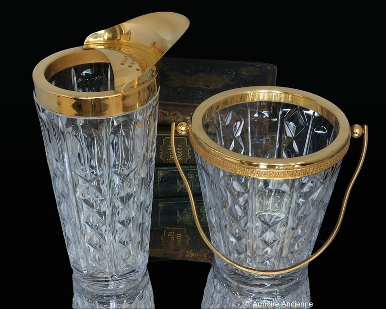 VAL ST LAMBERT Crystal Cocktail Pitcher and Ice Bucket Set Etsy