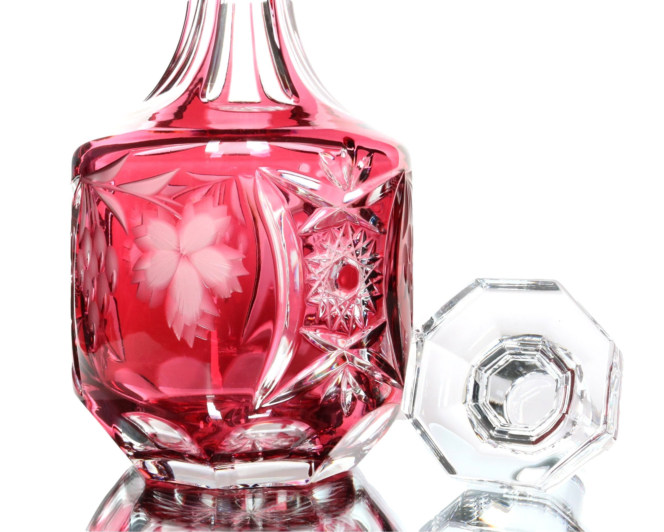Nachtmann 赤いクリスタルガラスキャニスター Crystal DECANTER With Cranberry Overlay - NACHTMANN Traube - Etsy