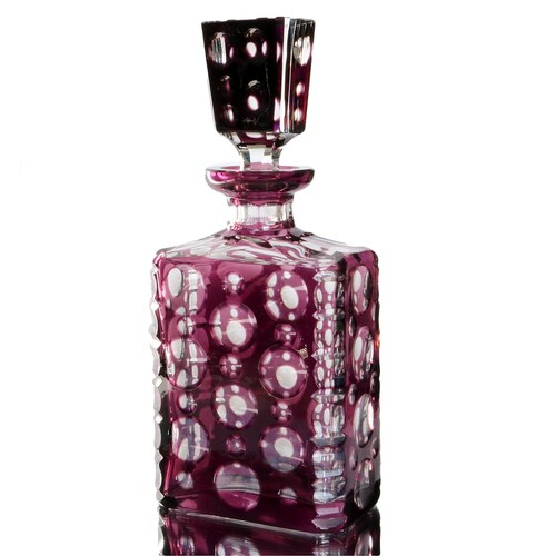 Crystal Decanter With Purple Overlay 1930s Etsy