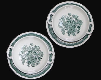 Soupe et soucoupes en porcelaine - Vert et blanc - VILLEROY & BOCH Fasan | Lot de 2