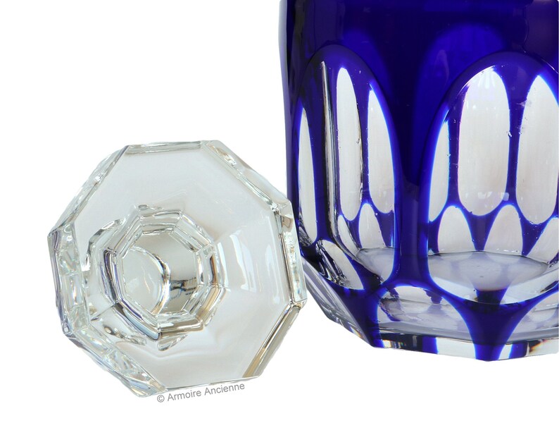 CRYSTAL DECANTER With Cobalt Blue Overlay Christmas Gift Etsy