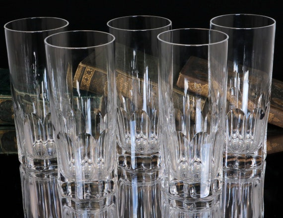 5x Crystal LONG DRINK GLASSES Heavy High Ball Glasses Old 
