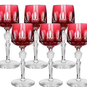 Crystal WINE GLASSES with Overlay - NACHTMANN | Set of 6