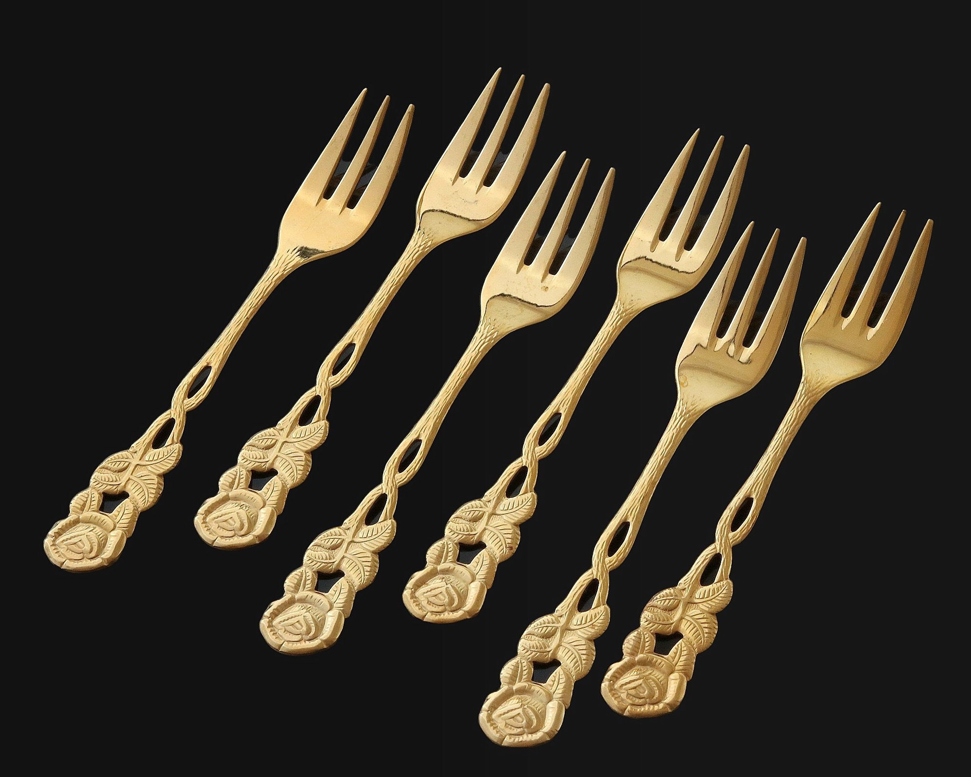 6x Dessert Forks Gold Plated Cake Forks Goldplated Etsy