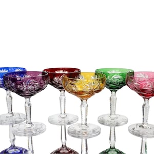 Crystal CORDIAL Coupé-bril - gekleurd geslepen kristal | Set van 6
