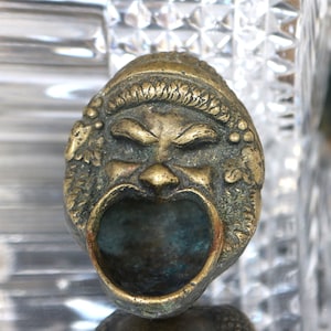 1960s Bronze Face Ashtray – Mid Century Modern Open Mouth Design – Collectible MCM Catchall