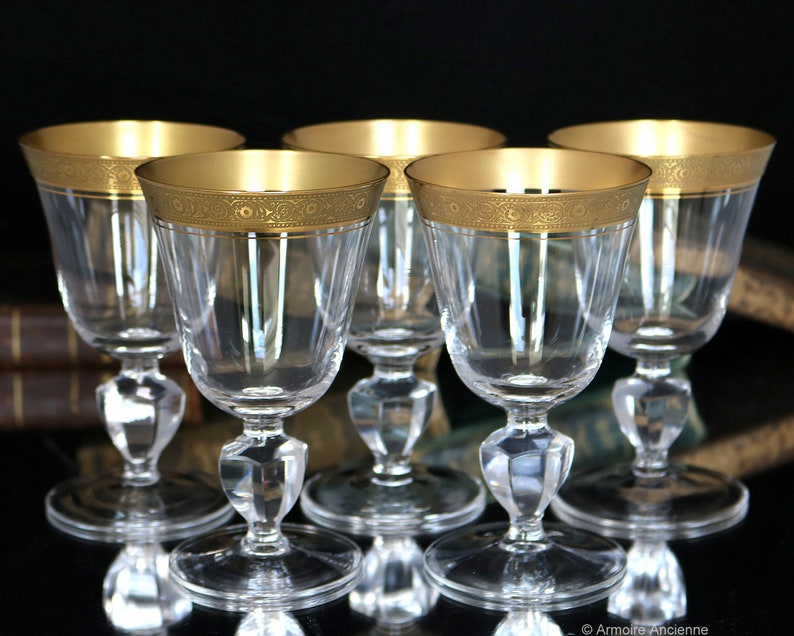 Crystal WINE Glasses Goblets with Gold Rim THERESIENTHAL image 3