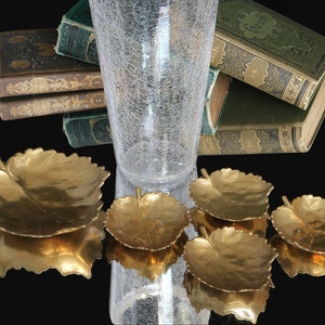 5x Brass Leaf Platter Set