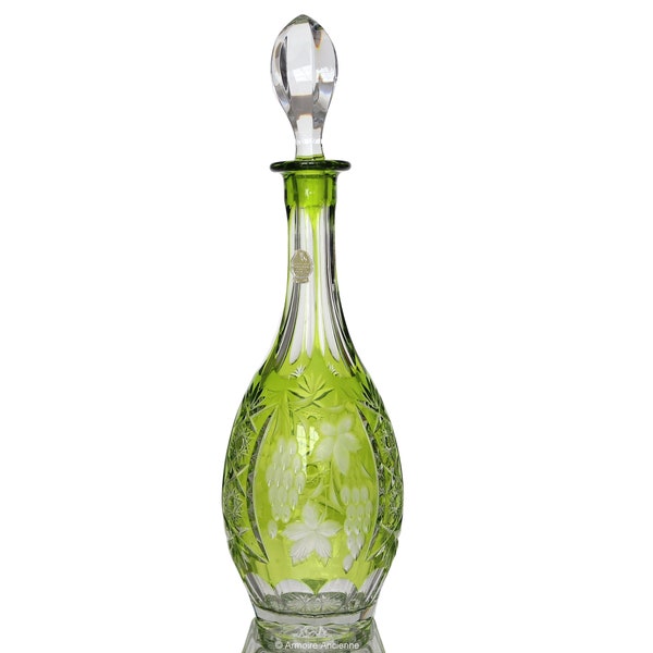 CARAFE EN CRISTAL vert Reseda - Cristal coloré - NACHTMANN Motif Traube / Raisins