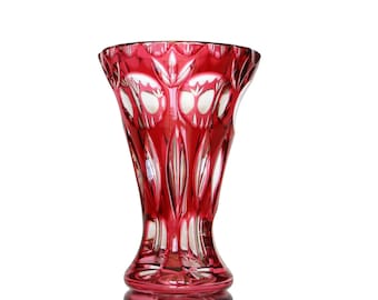 Small Cranberry Crystal Vase - Colored Cut Crystal - NACHTMANN
