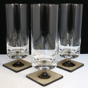 2x Crystal Beer Glasses on Square Foot - ROSENTHAL, Berlin - Design by George Butler Jensen