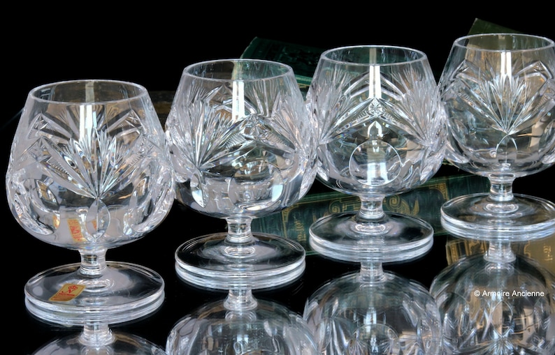 2x Crystal COGNAC Glasses Heavy Cut Decor Snifters Etsy