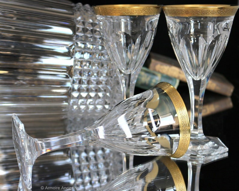 3x MOSER Crystal WINE Glasses with 24K Gold Encrusted Rim Etsy