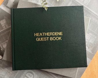 Personalised Dark Green Visitor Guest Book | Lizard Effect Finish