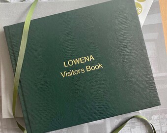 Personalised Dark Green Visitor Guest Book | Lizard Effect Finish