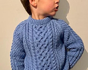 Vanilla Inc /® Kids Girls Boys Unisex Plain Chunky Knit Baggy Jumper Sweater Age 7-13