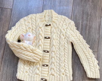 Girls Cardigan, Cream Colour, Age 4 - 5 years, Cable Pattern, Chest 61cms