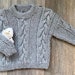 Hand Knitted, Cable Pattern, Boys Jumper With Crew Neck, Chest Size 20' (51 cms) to 21' (53 cms) Age 1 - 2 years 