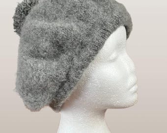 Hand Knitted Woman's Beret To Fit Head Circumference 56cms (22")