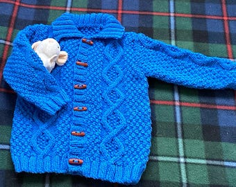 Boys Cardigan - Deep Blue - Fits Age 2 - 3 years - Cable Design
