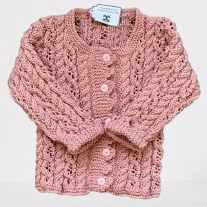 Girls Pink, Lace Design Cardigan, Chest 56cms (22&quot;), Age 2 - 3 years