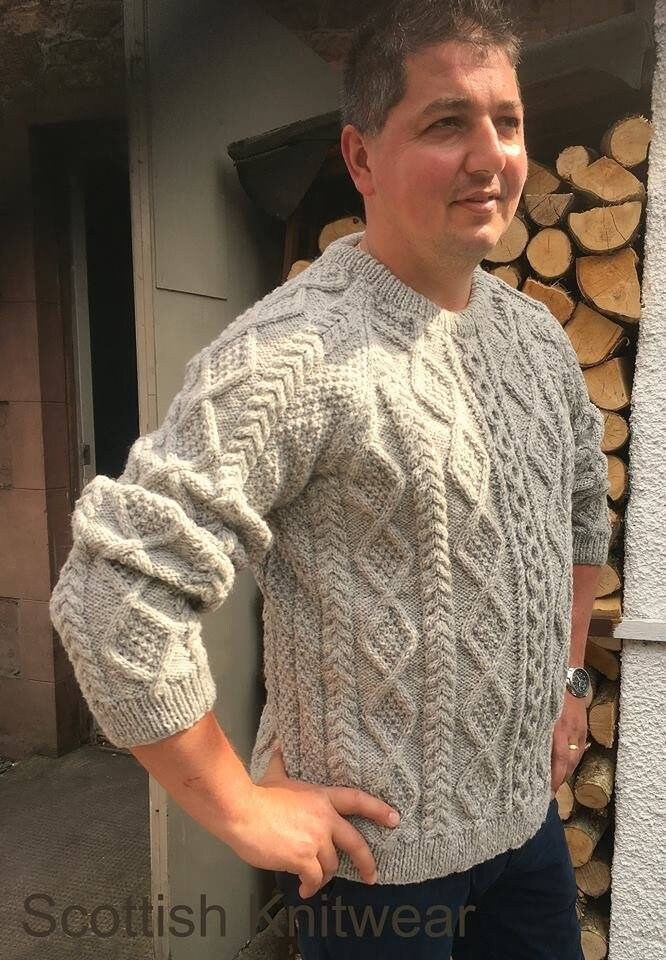 Image of Made To Order Hand Knitted Shetland Wool, Crew Neck Sweater