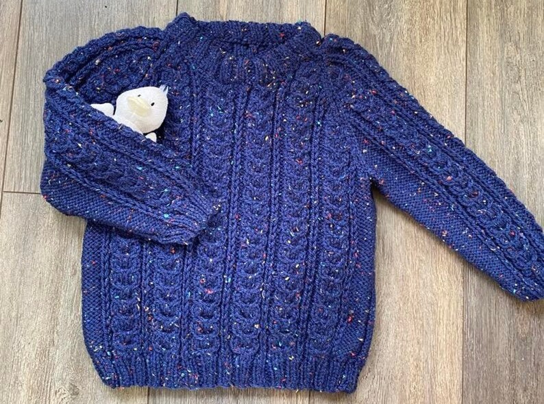 Made To Order, Hand Knitted Child's Crew Neck Jumper in Various Sizes And Colour Sizes 