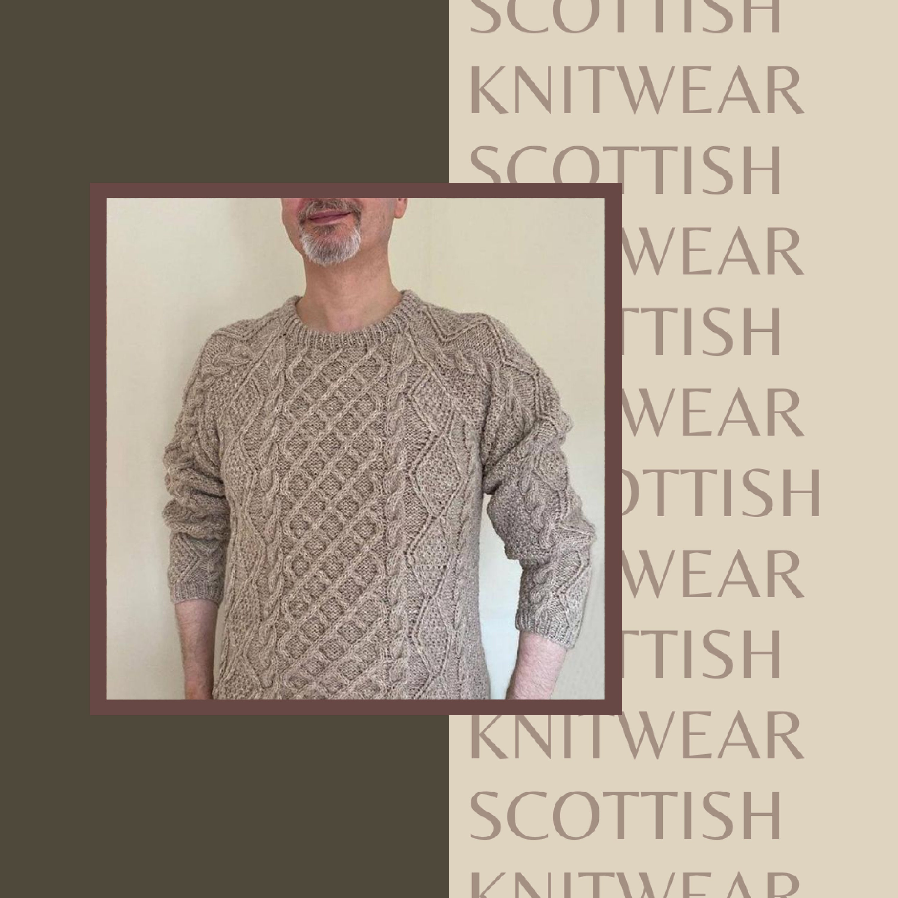 Image of Made To Order Hand Knitted Cable Pattern Shetland Wool Sweater