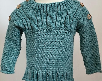 Boys Cable Knit Sweater, Age 1 - 2 years, Sage Green