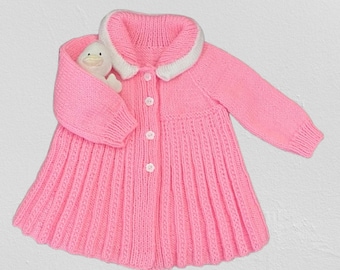 Toddler Coat, Age 18 months-2 years, Vintage Style, Pink Lace, Floral Buttons