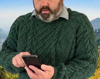 Mans Aran Jumper Chest Size 44-46" (112-117cms) - Hand Knitted, Aran Wool