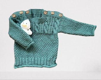 Boys Cable Knit Sweater, Age 1 - 2 years, Sage Green