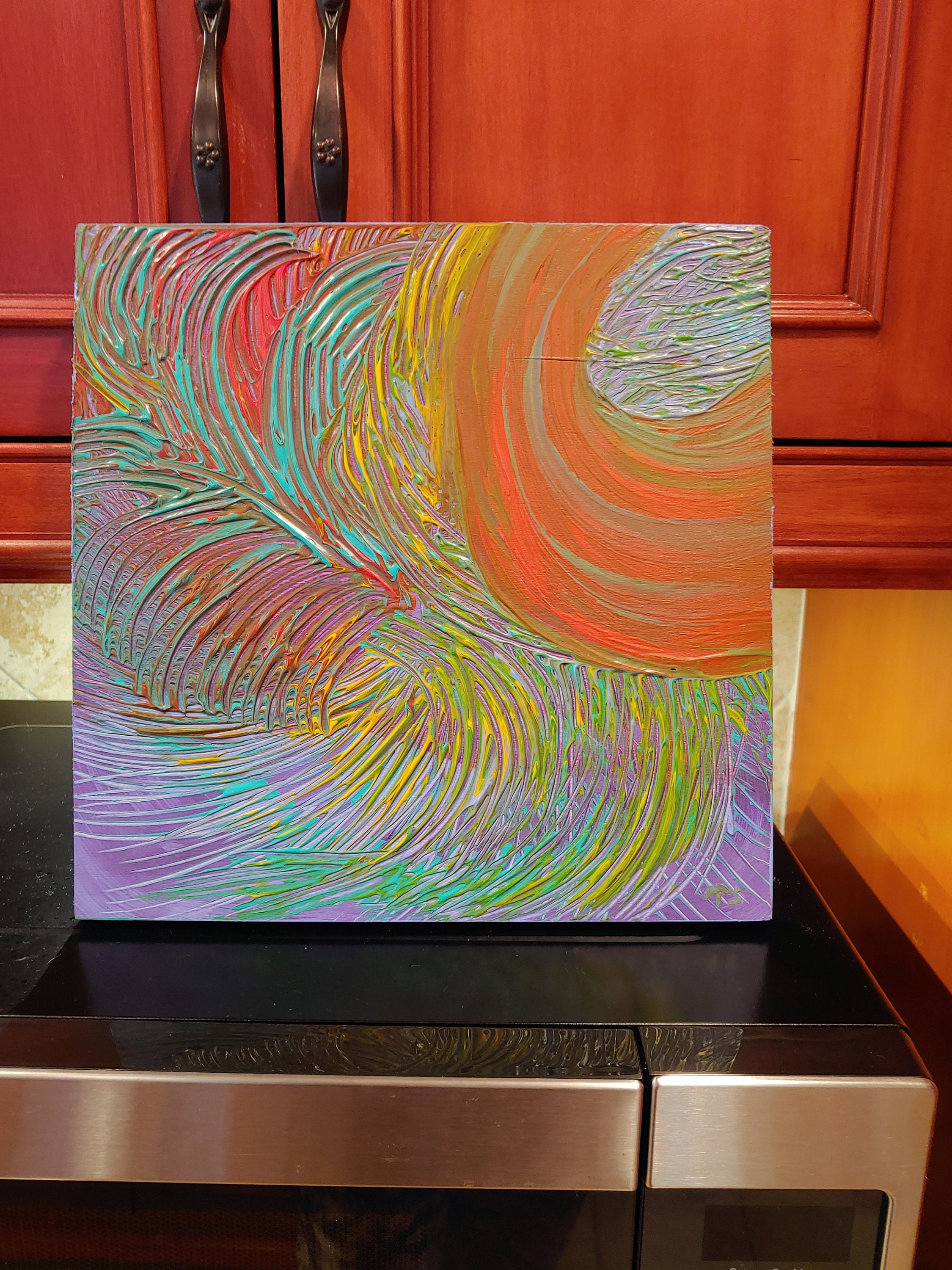 12 by 12 abstract on wood canvas Etsy