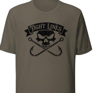 Camiseta Tight Lines, Calavera y anzuelos, Regalos para papá, Camiseta divertida de pesca, Regalos para amantes de la pesca, Pescador, Pesca en kayak, Paddleboard