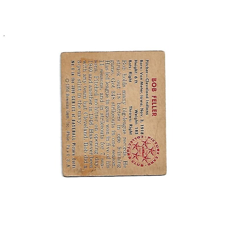 1950 Bowman Bob Feller VG+
