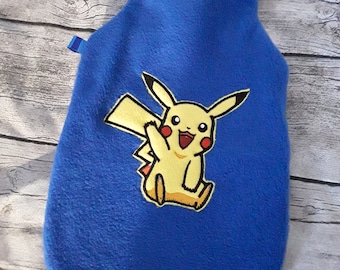 Wärmflasche mit Fleecehülle blau mit Pikatchu