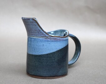 Small Pitcher (Cylinder with Floating Blue Glaze and Opal Rim)