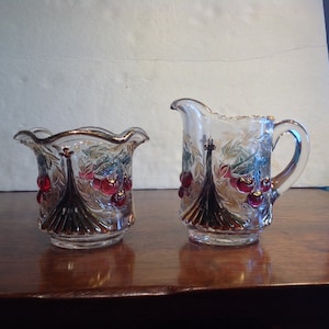 Mid Century L. G. Wright verziertes großes und schweres Paar aus Sahne und Zucker