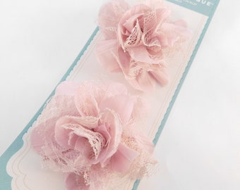 Hot Pink Lace Flower Ballerina Lace Flower Fabric Flowers 3 Lace Fabric Flower Set of 2 Lace Flower Lace Flowers Fabric Flower