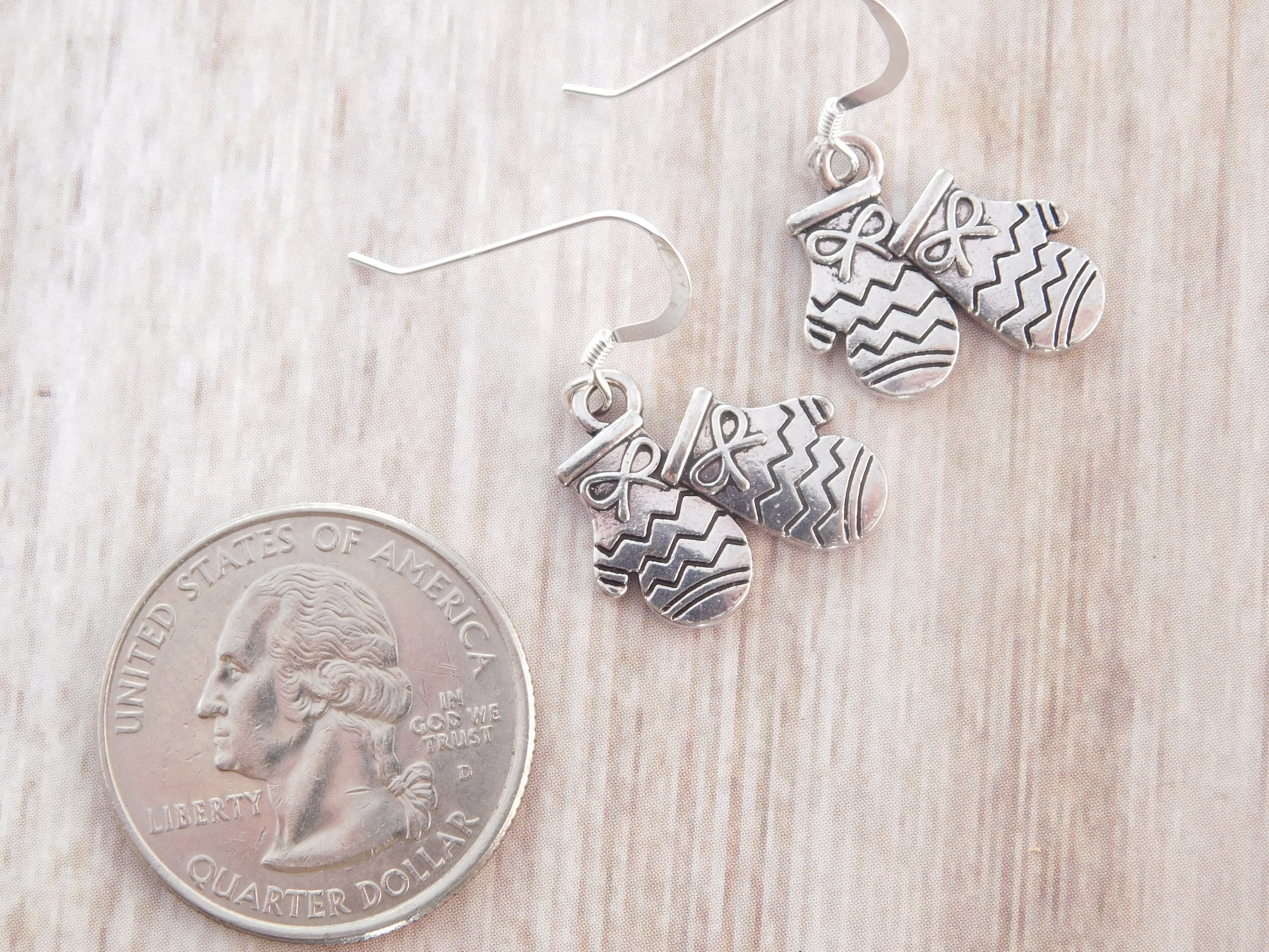 Mitten Earrings Winter Jewelry Silver Earrings Dangle | Etsy