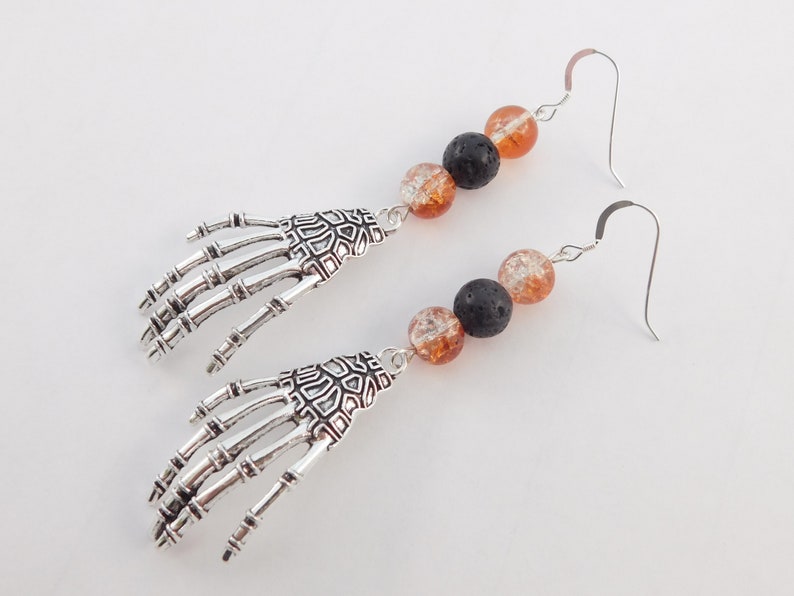 Skeleton Earrings Skeleton Hand Long Earring Dangle | Etsy