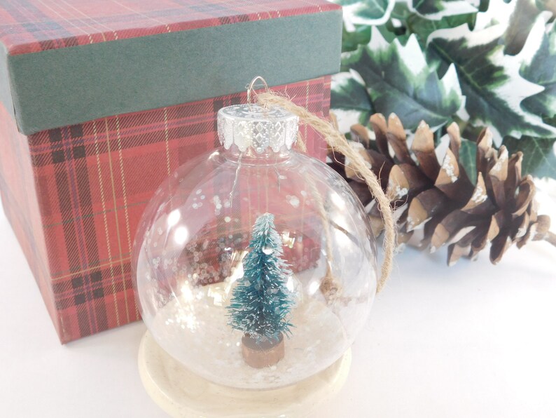 Rustic Globe Ornament Snowglobe Evergreen Tree Christmas Etsy