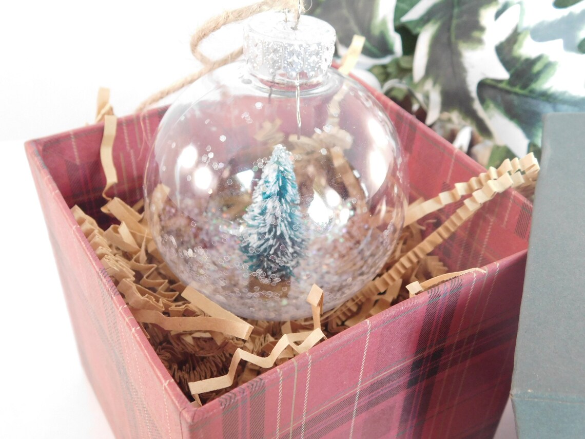 Rustic Globe Ornament Snowglobe Evergreen Tree Christmas Etsy
