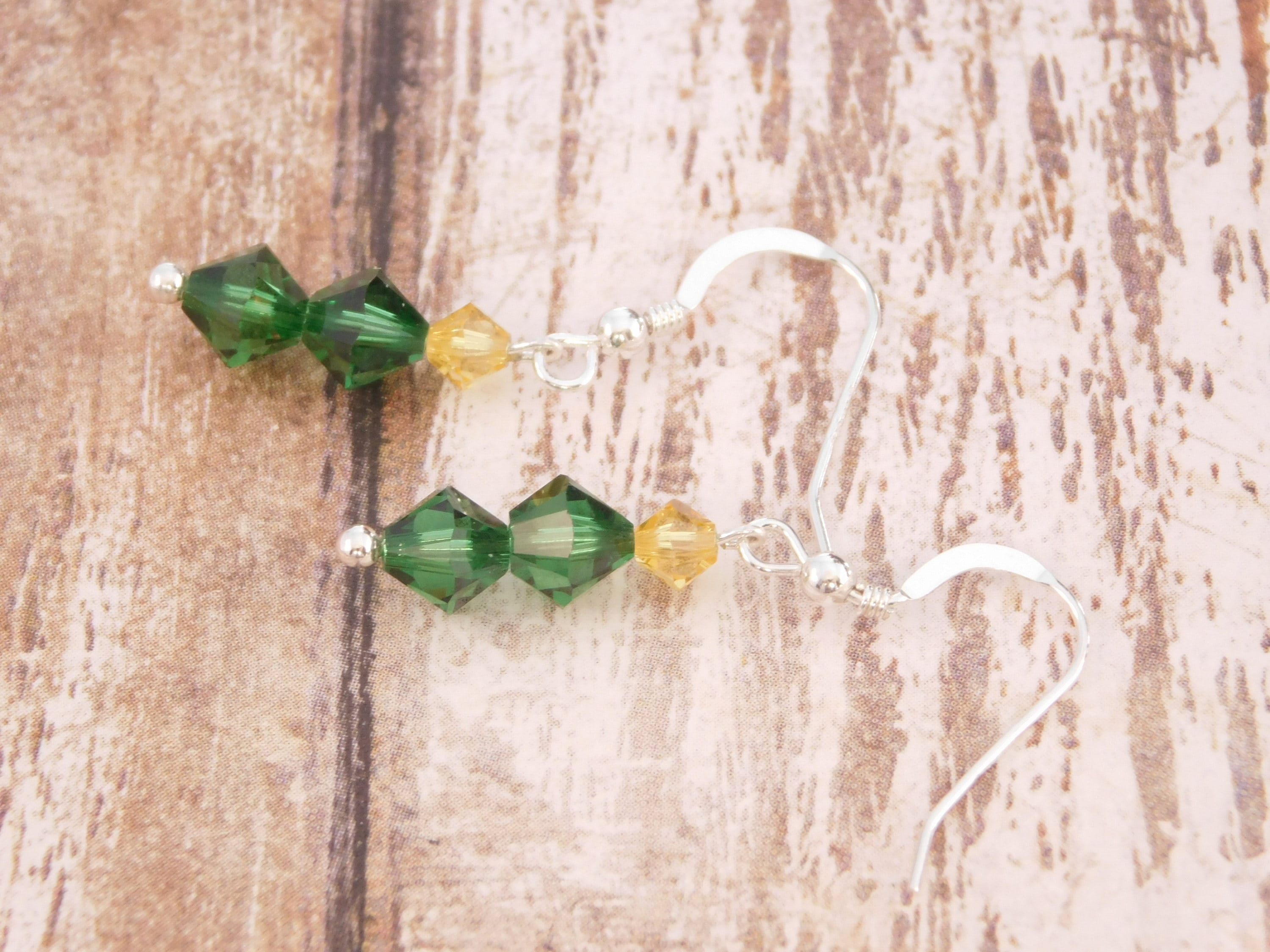 Christmas Tree Earrings Handmade Jewelry Crystal Bead | Etsy