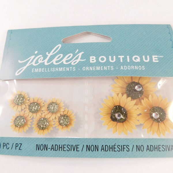 Sunflower Embellishments, Scrapbooking, Destash, Scrapbook Supplies, Dimensional Flowers, Yellow Flower Embellishments, DIY Scrapbook