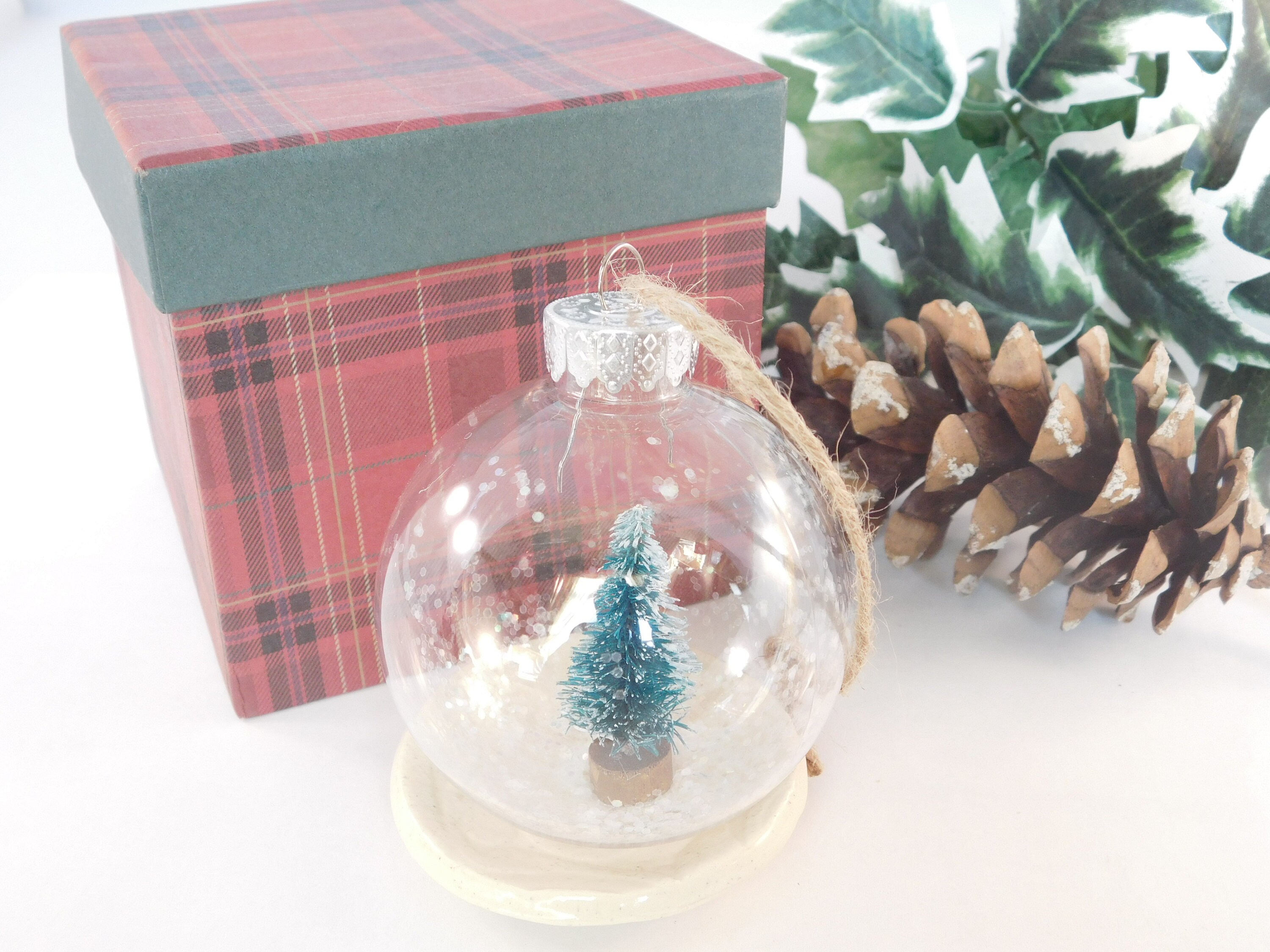 Rustic Globe Ornament Snowglobe Evergreen Tree Christmas Etsy