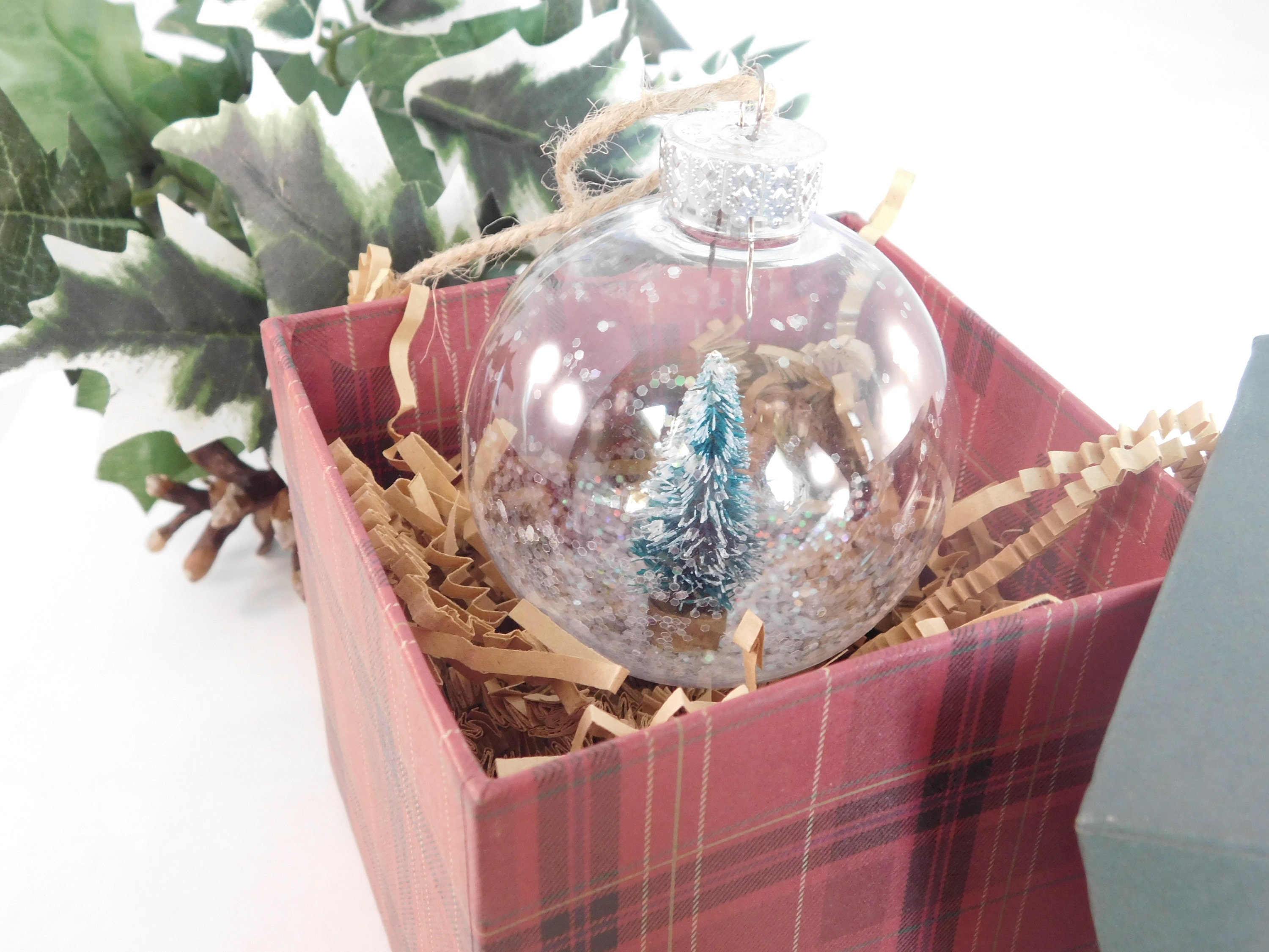 Rustic Globe Ornament Snowglobe Evergreen Tree Christmas Etsy
